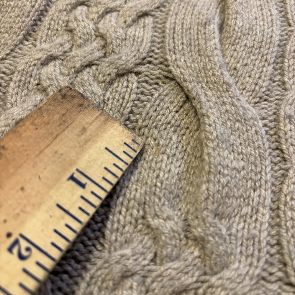 Massimo Dutti Cable Knit Sweater Dress Womens L Beige Turtleneck Cashmere Italy - Picture 3 of 9